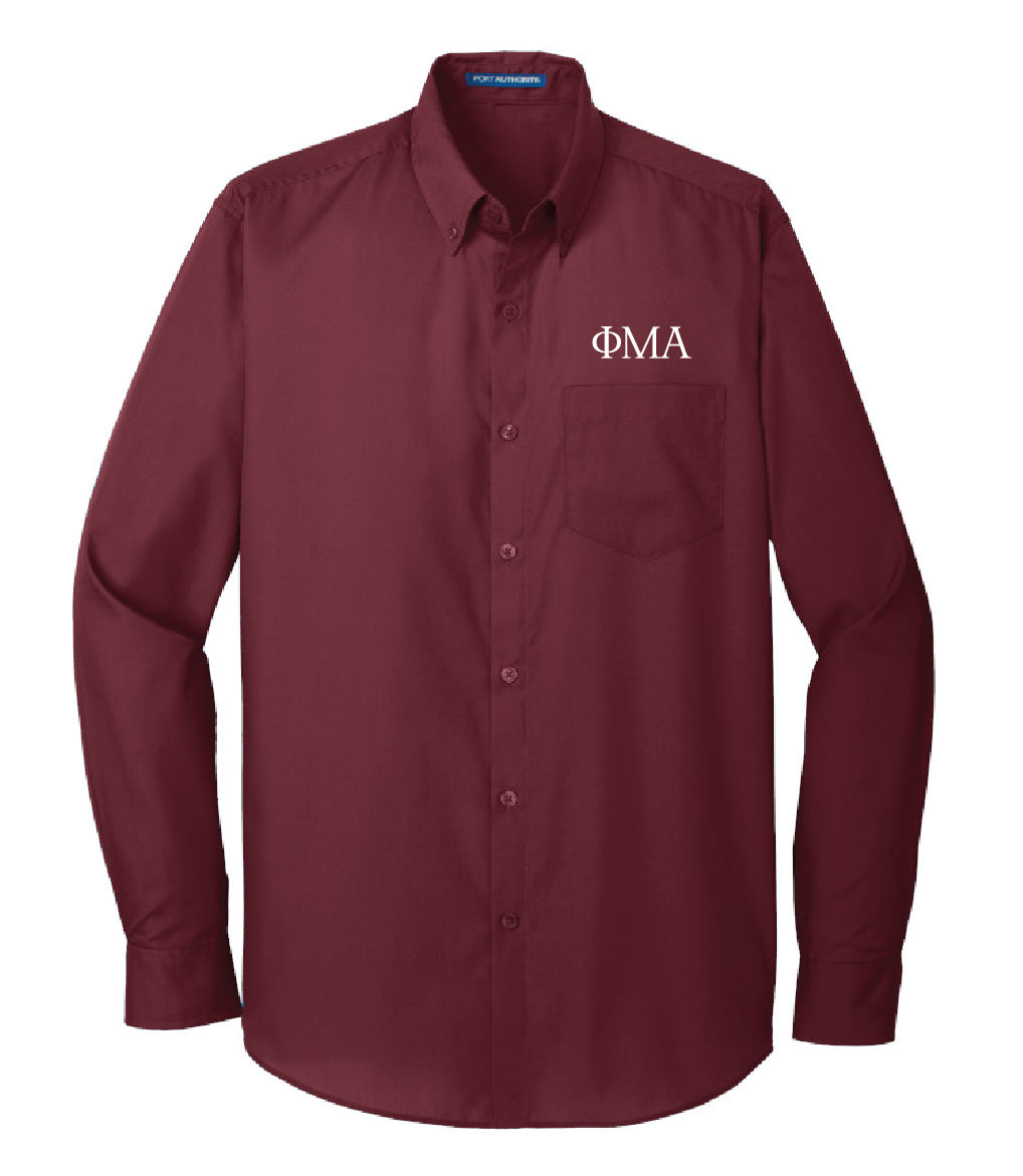 Burgundy Poplin Dress Shirt