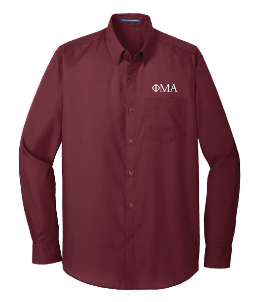 Burgundy Poplin Dress Shirt