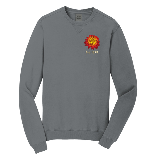 Chrysanthemum Crewneck: Red Left-Chest