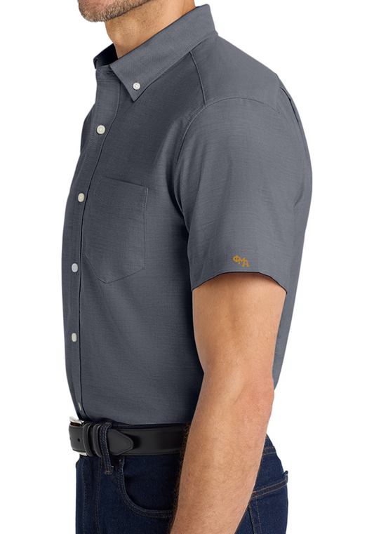 Sleeve Decorated Short Sleeve Oxford Button Down