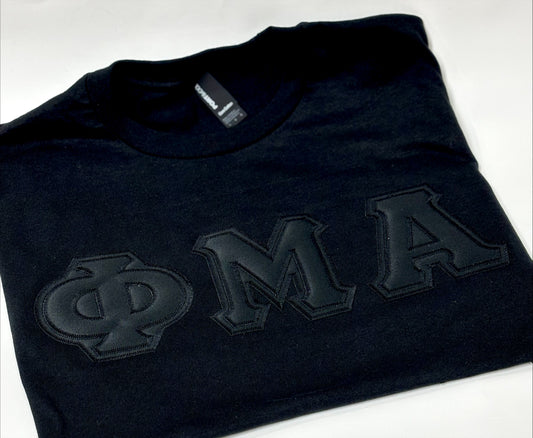 BLACKOUT Sewn-On Greek Letter T-Shirt