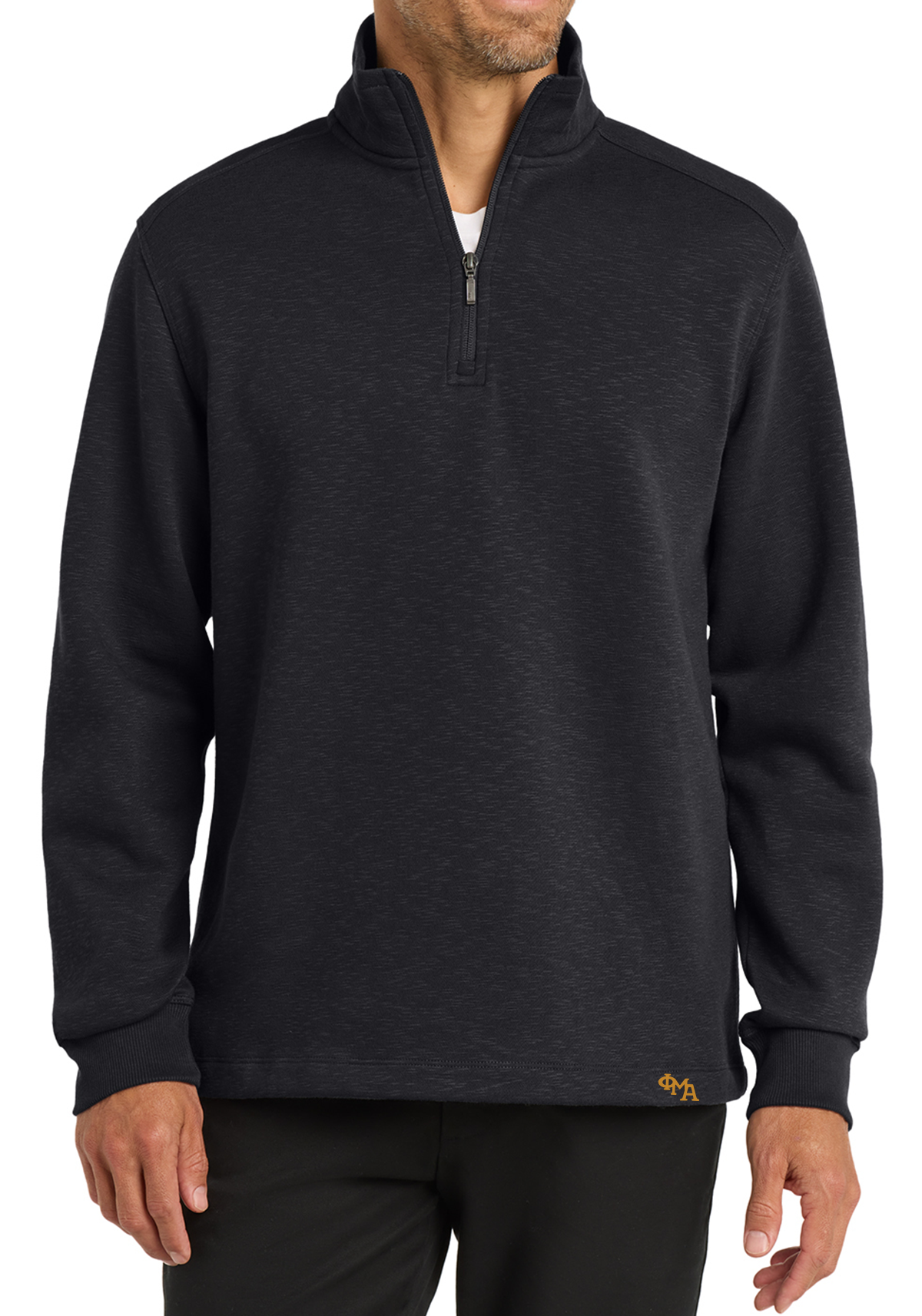 Slub Fleece HEM Decorated 1/4-Zip Pullover