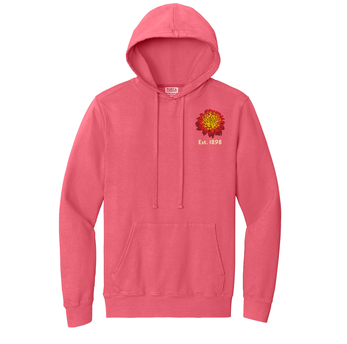 Chrysanthemum Hoodie: Red Left-Chest