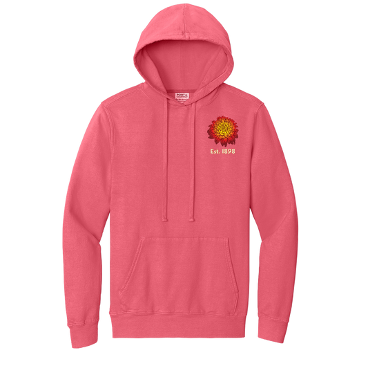 Chrysanthemum Hoodie: Red Left-Chest
