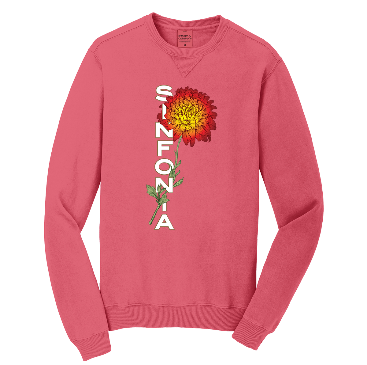 Chrysanthemum Crewneck: Red Vertical