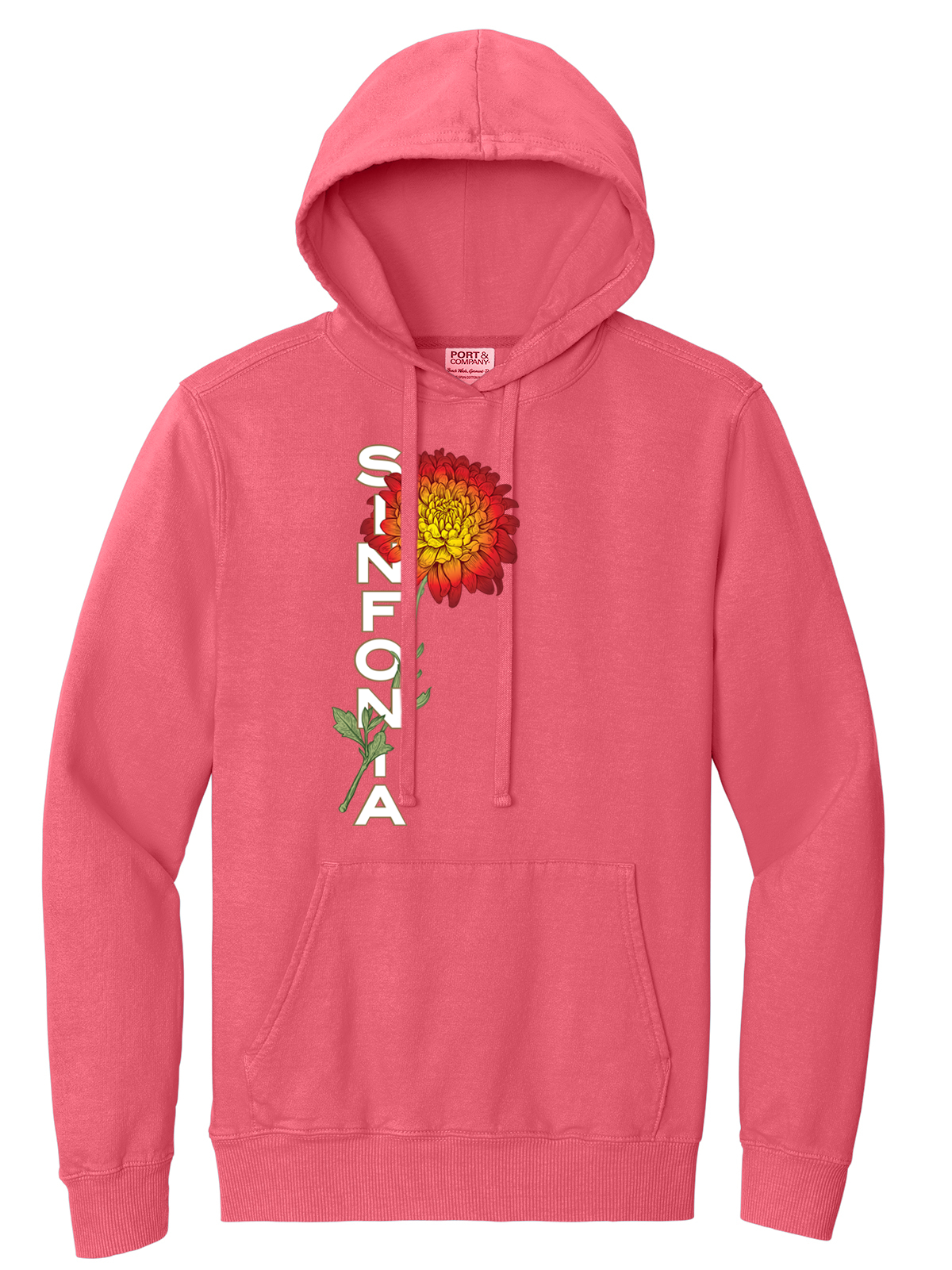 Chrysanthemum Hoodie: Red Vertical