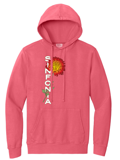 Chrysanthemum Hoodie: Red Vertical