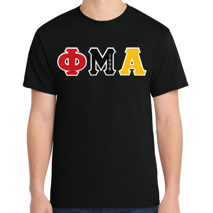 ALL HAIL OR 1898 Tri-Color Sewn-On Greek Letter T-SHIRT