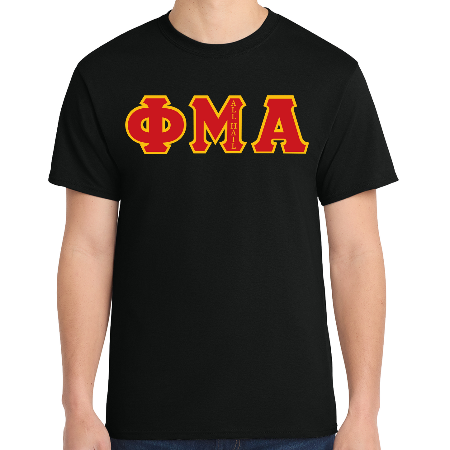 ALL HAIL OR 1898 Black Sewn-On Greek Letter T-SHIRT