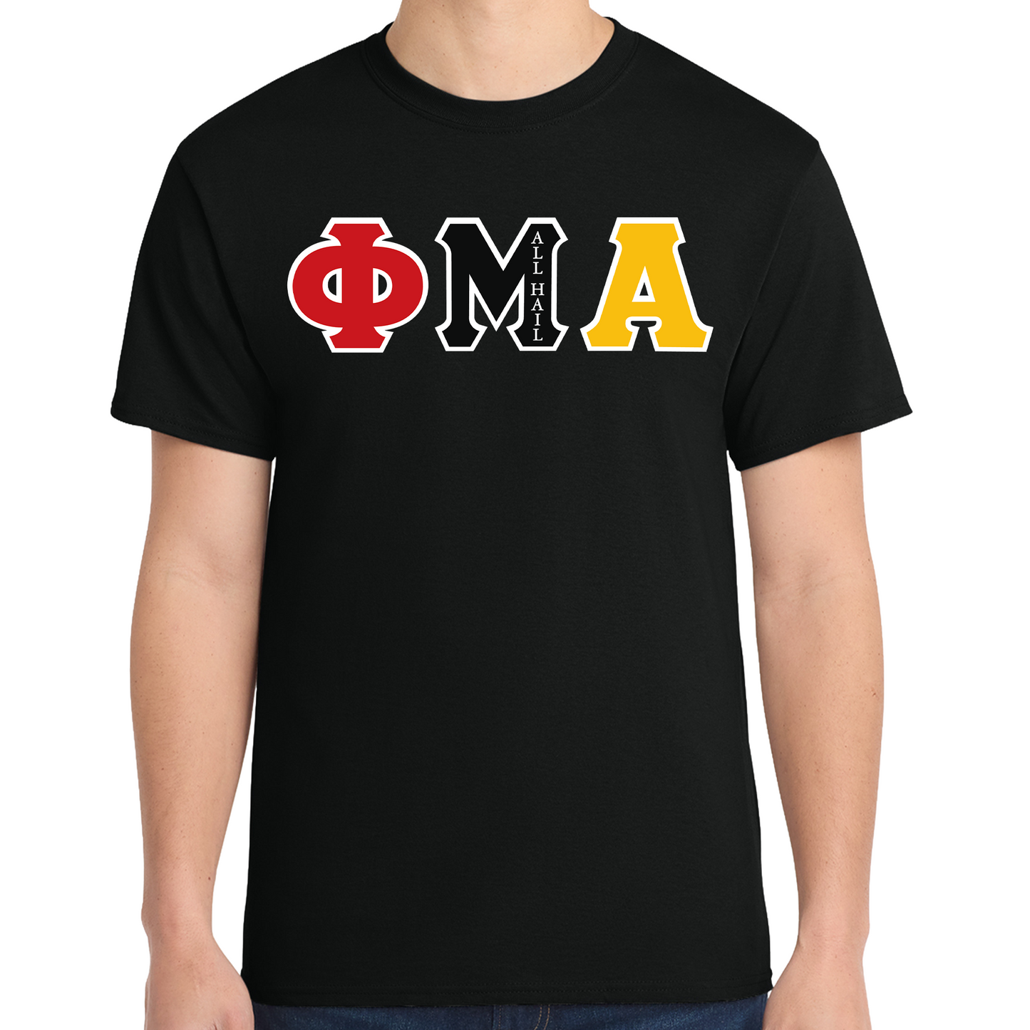 ALL HAIL OR 1898 Tri-Color Sewn-On Greek Letter T-SHIRT