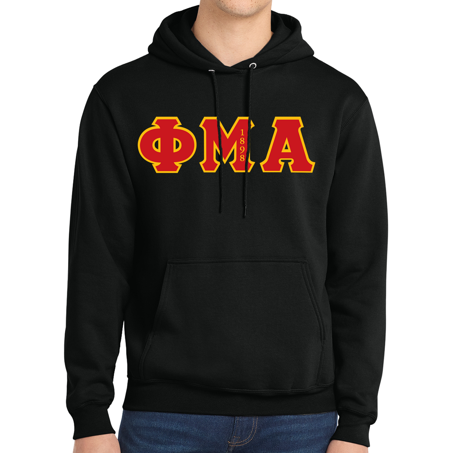 ALL HAIL OR 1898 Black Sewn-On Greek Letter HOODED SWEATSHIRT