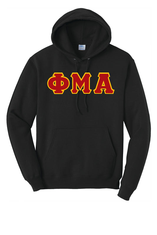 Greek Letter Hooded Sweatshirt - Black (Printed)