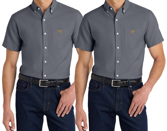 POCKET Decorated Short Sleeve Oxford Button Down.