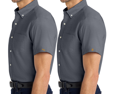 Sleeve Decorated Short Sleeve Oxford Button Down