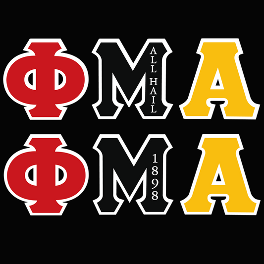 ALL HAIL OR 1898 Tri-Color Sewn-On Greek Letter T-SHIRT