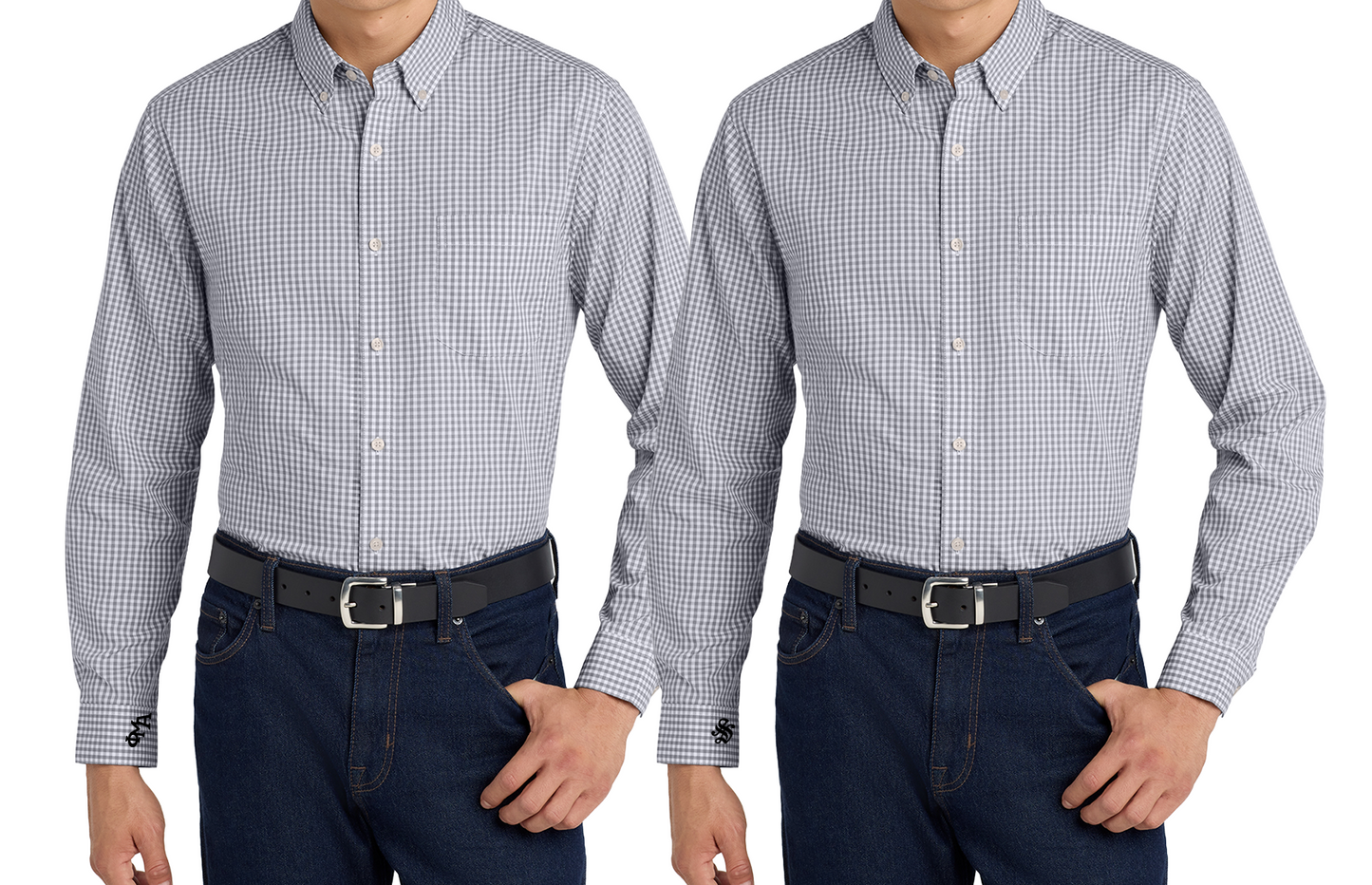 Gingham CUFF Decorated Easy Care Shirt