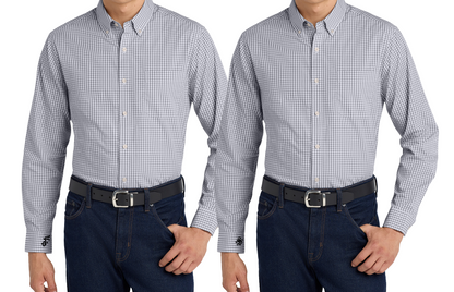 Gingham CUFF Decorated Easy Care Shirt