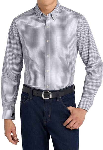 Gingham CUFF Decorated Easy Care Shirt