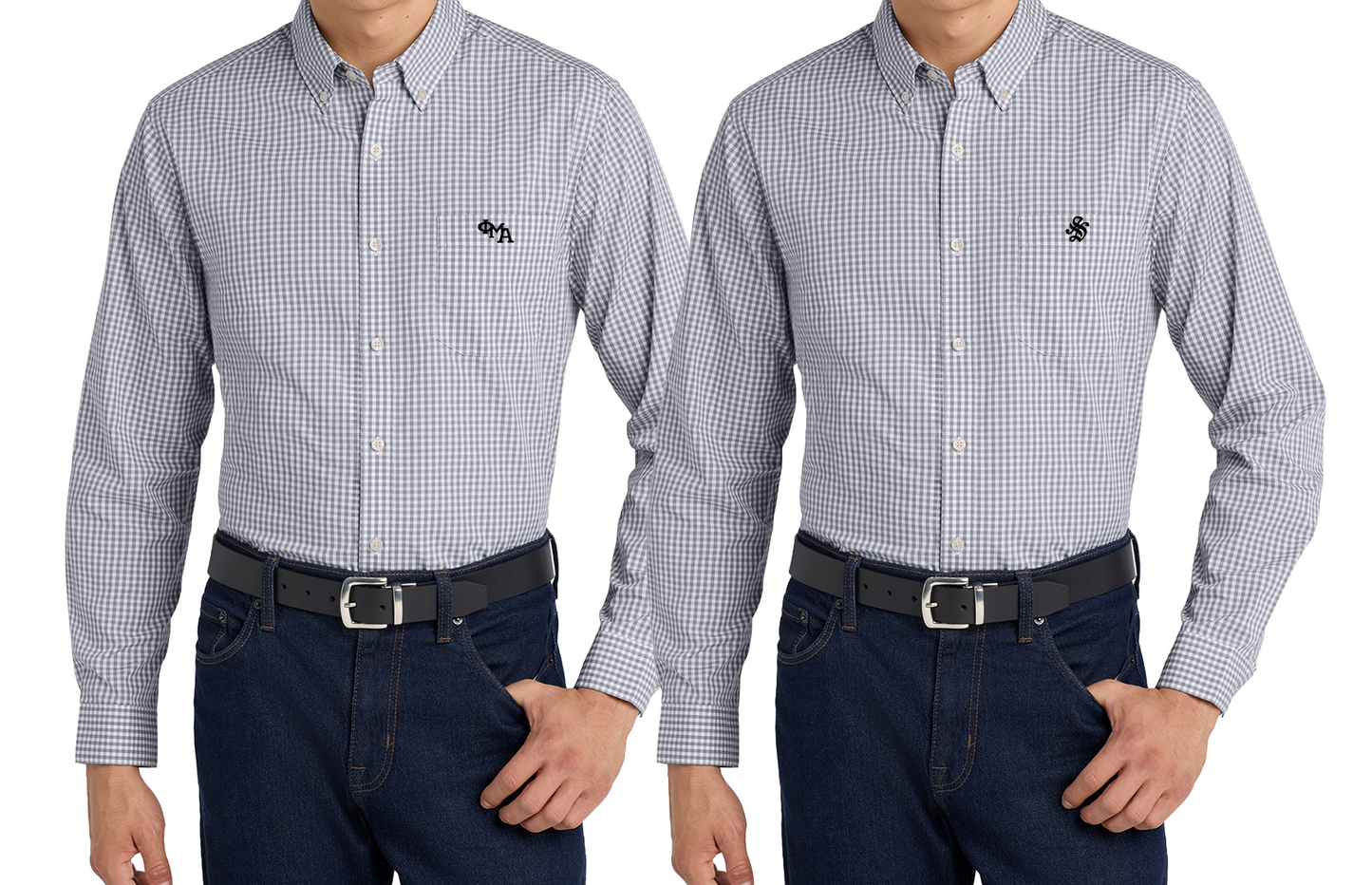 Gingham POCKET Decorated Easy Care Shirt