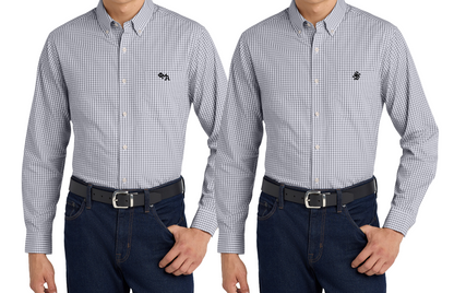 Gingham POCKET Decorated Easy Care Shirt